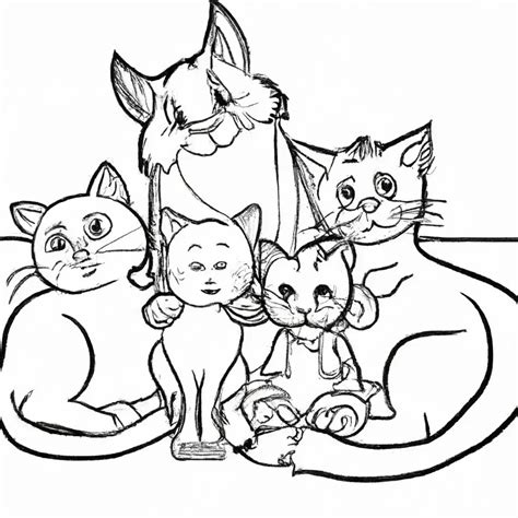 Fam Lia De Gatos Desenhos Para Imprimir E Colorir