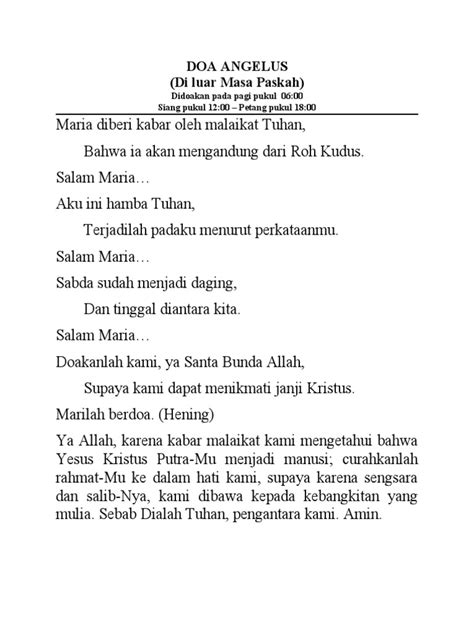 doa angelus  luar paskah