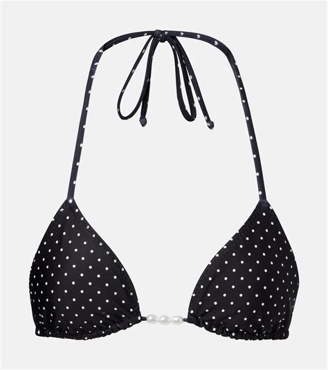 Embellished Polka Dot Bikini Top In Black Same Mytheresa