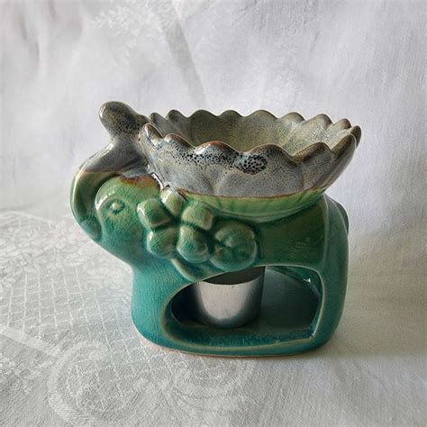 Elephant Lotus Ceramic Oil Burner Lovely Sunshine Crystals