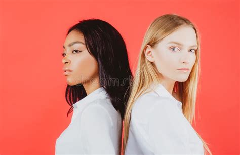 Racial Equality Concept Interracial Friendship Multiethnic Lesbian Mixed Nation Woman Friendly