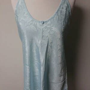 Vintage Lingerie S Vintage Nightie Pale Turquoise Satin Brocade Nightgown Intimate Moods