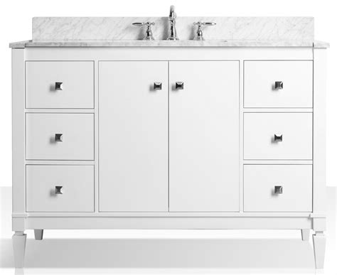 Single Sink Bath Vanity Set In White With Italian Carrara White