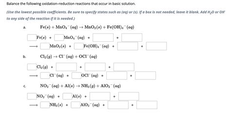 Solved Balance The Following Oxidation Reduction Reactions