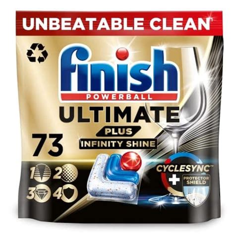 Finish Ultimate plus Infinity Shine Dishwasher Tablets - 73 Dishwasher ...