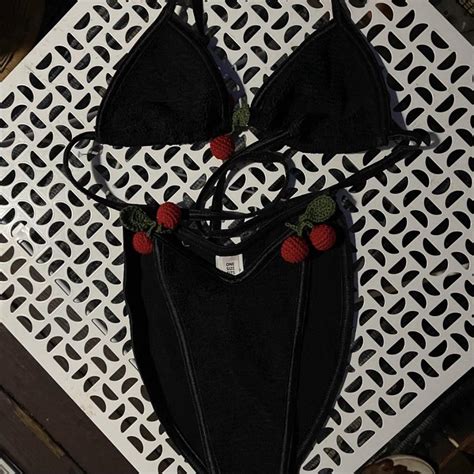 Deadstock Vintage Hunza G Black Two Piece Bikini Depop