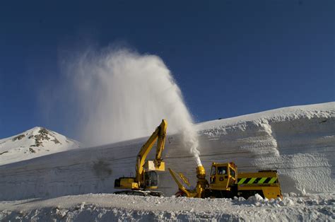 Clearing Snow On Canyon Road In Japan