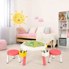 Costway Ensemble Table Et 2 Chaises Pour Enfants En Bois MDF Et Bois De