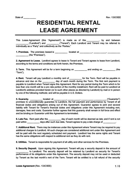 Free Rental And Lease Agreement Forms Word And Pdf Legal Templates