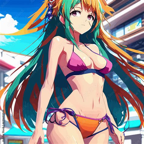 Anime Girl In Bikini Vector Illustration Ai Generated Stock Vector