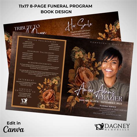 8-page Funeral Program Book Design | Harvest & Fall Inspired | Obituary