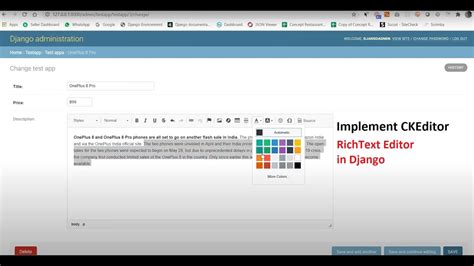 How To Add Rich Text Editor Or CKEditor In Django Admin Area Updated