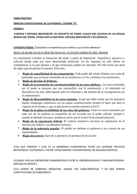 Posibles Preguntas Parcial Poderes TAREA PRACTICA DERECHO