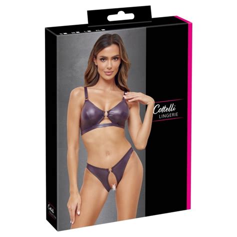 Cottelli Erotisch Lingerie Setje Wetlook Paars Sextoyland
