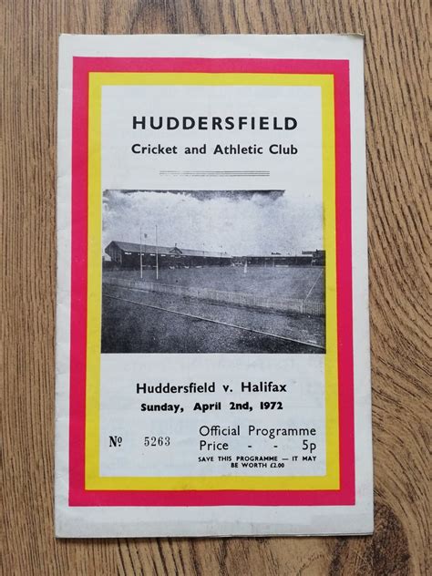 Huddersfield V Halifax April 1972 Rugby League Programme