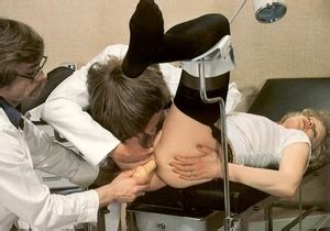 Two Seventies Doctors Inspecting A Dripping Hairy Pussy XXX Dessert