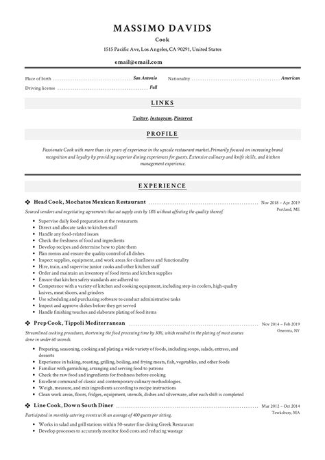 Cook Resume Writing Guide 12 Resume TEMPLATES 2019