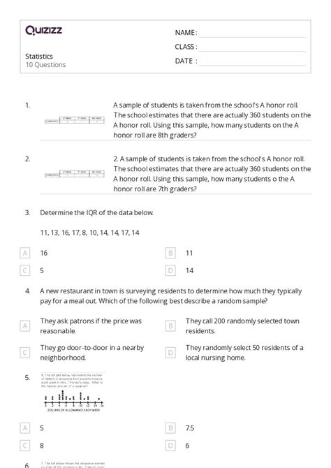 50 Statistics Worksheets For 7th Grade On Quizizz Free And Printable