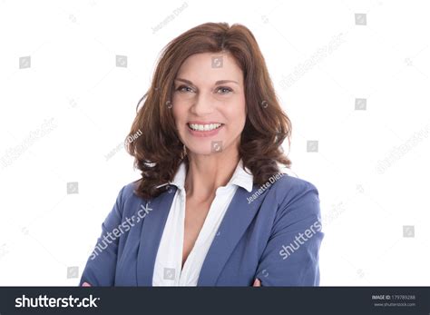 Portrait Smiling Mature Woman Isolated On Stock Photo Shutterstock