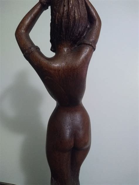 Vintage Hand CARVED Wood Nude Woman Sculpture Statue Figurine 16by Blessedjunk Etsy