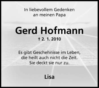 Traueranzeigen Von Gerd Hofmann Trauerportal Ihrer Tageszeitung