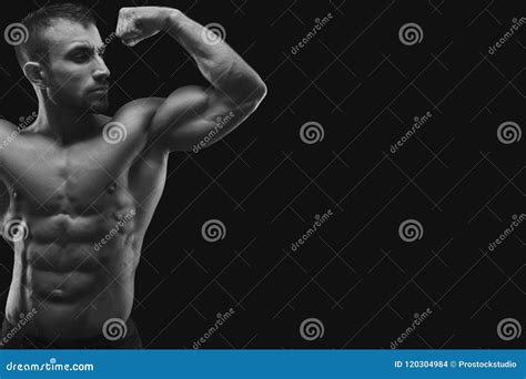 Strong Athletic Man Showes Naked Muscular Body Stock Photo Image Of Macho Muscular 120304984