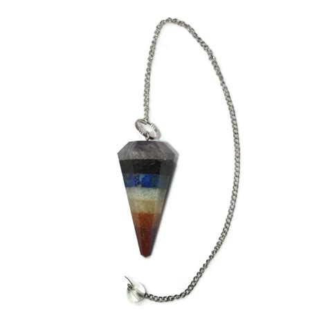 Handmade Seven Chakra Faceted Pendulum Dowser Crystal For Reiki