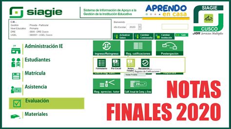 Siagie Ingreso De Notas Finales 2020 Inicial Primaria Y Secundaria