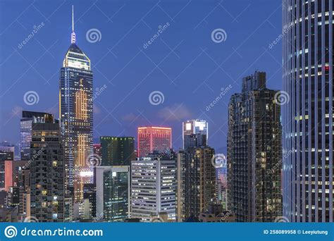 Skyline of Downtown of Hong Kong City at Dusk Stock Photo - Image of ...