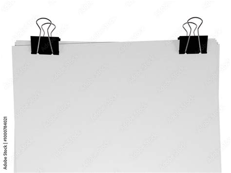 Black Paper Clip With Clear White Paper Isolated Png 3d High Resolution
