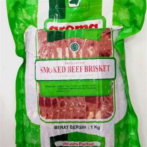 Jual Aroma Smoked Beef Brisket Kg Beef Bacon Halal Shopee Indonesia