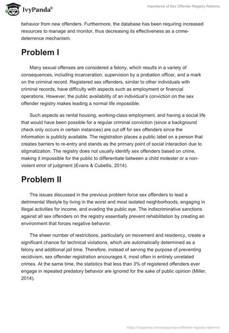 Sex Offender Registry Reforms Words Essay Example