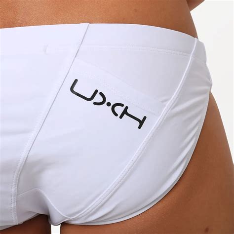 Men S Swim Briefs White Black Patch Back Pockets Swimming Short Bikini Beach Pants Swimsuit