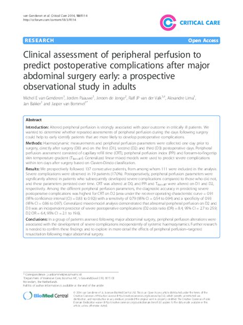 (PDF) Clinical assessment of peripheral perfusion to predict ...