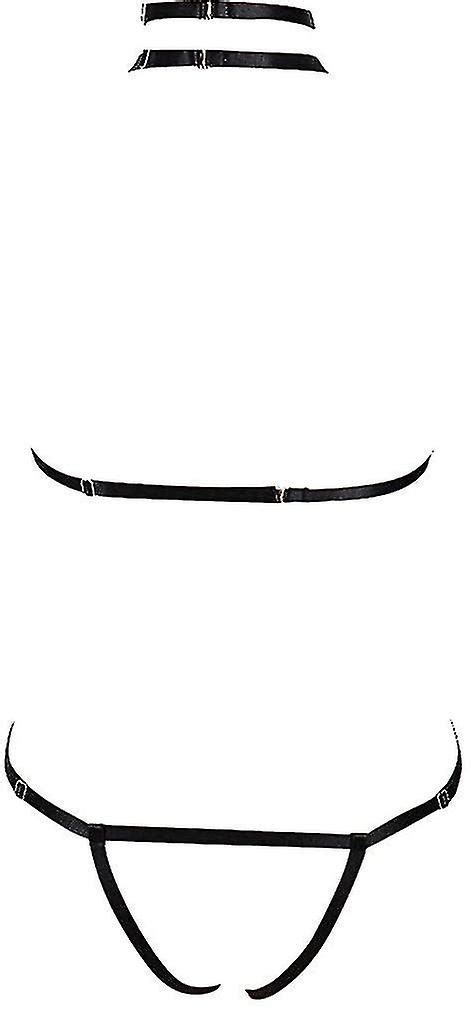 Strappy Frame Cage Lingerie Set For Women Punk Body Harness Garter Belts And Rave Bras Fruugo Uk