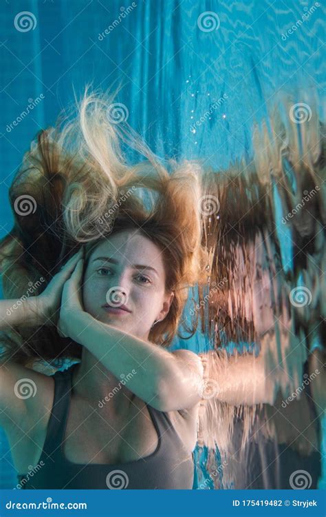 Beautiful Woman Posing Underwater In Bikini Stock Photo Image Of Model Dream