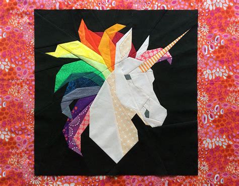 Rainbow Unicorn Unicorn Pattern Unicorn Quilt Paper Piecing Quilts