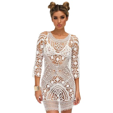 Women Beach Cover Up Crochet Lace Bikini Swimsuit Dress