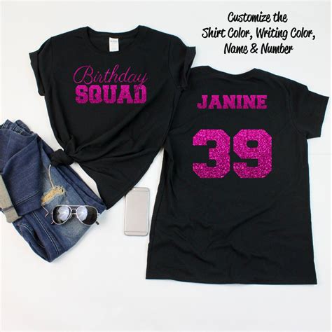 Birthday Squad Shirt With Script Writing Personalize The Name Age And