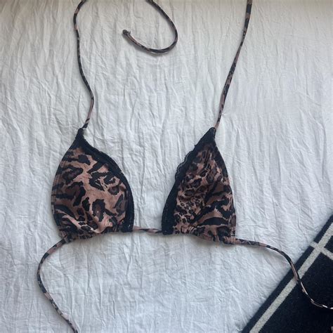 Cheetah Print Bikini Top W Lace Trim Worn Once Depop