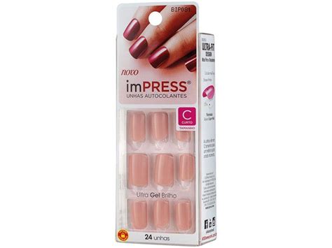 Unhas Posti As Autocolante Kiss New York Impress Color Summer Love Nude Redonda Curta