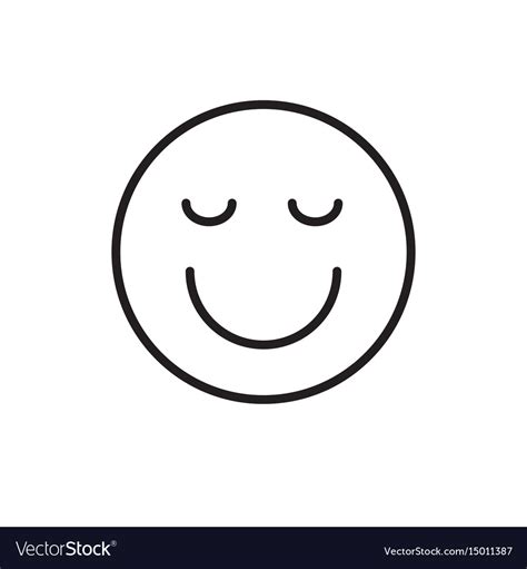 Smiling Cartoon Face Closed Eyes Positive People Vector Image