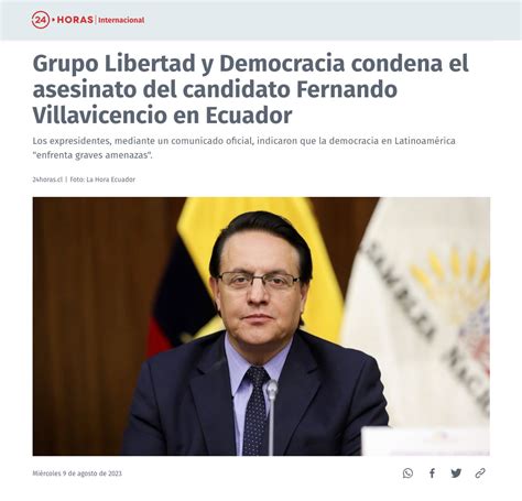 Grupo Libertad Y Democracia Condena El Asesinato Del Candidato Fernando