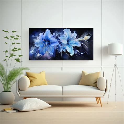 Ripley PINTURA ABSTRACTA DE FLORES AMARYLLIS EN COLORES NEGRO Y AZUL