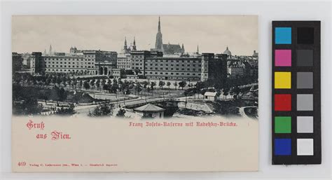 Wienfluss Radetzkybrücke mit Franz Joseph Kaserne Ansichtskarte