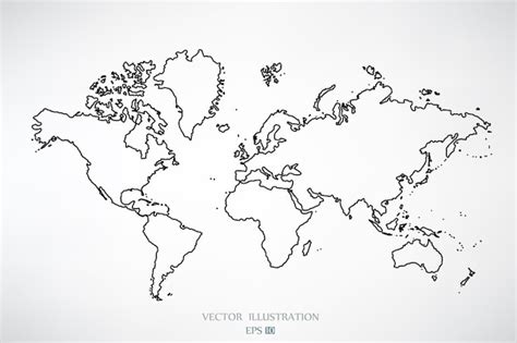 Silueta Negra Del Mapa Mundial Sobre Un Fondo Blanco Ilustraci N