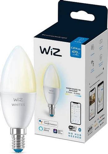 Лампа умная WiZ E14, 4.9W, 40W, 400Lm, C37, 2700-6500K, Wi-Fi (ID ...