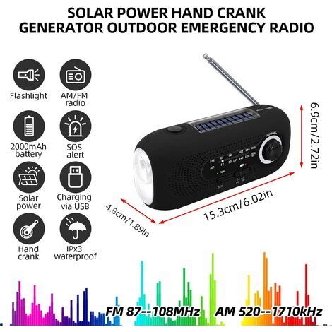 Radio Solaire PortableLe Noir Avec Alarme SOS Pour Les Urgences