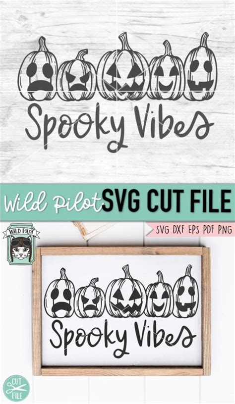 Jack O Lanterns Svg Spooky Vibes Svg Row Of Pumpkins Svg Fall Halloween Cut File Autumn