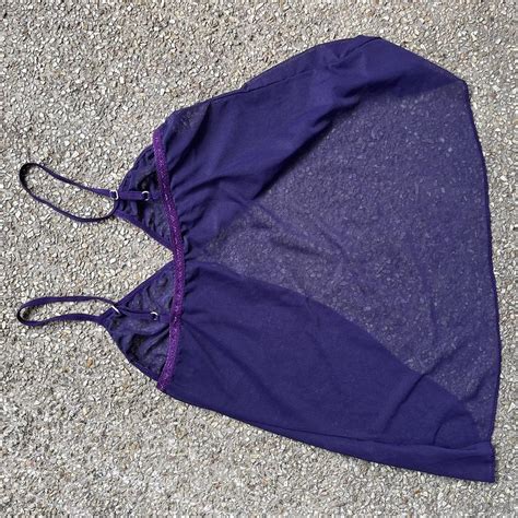 Slinky Floaty Mesh Purple Lingerie Top With Depop